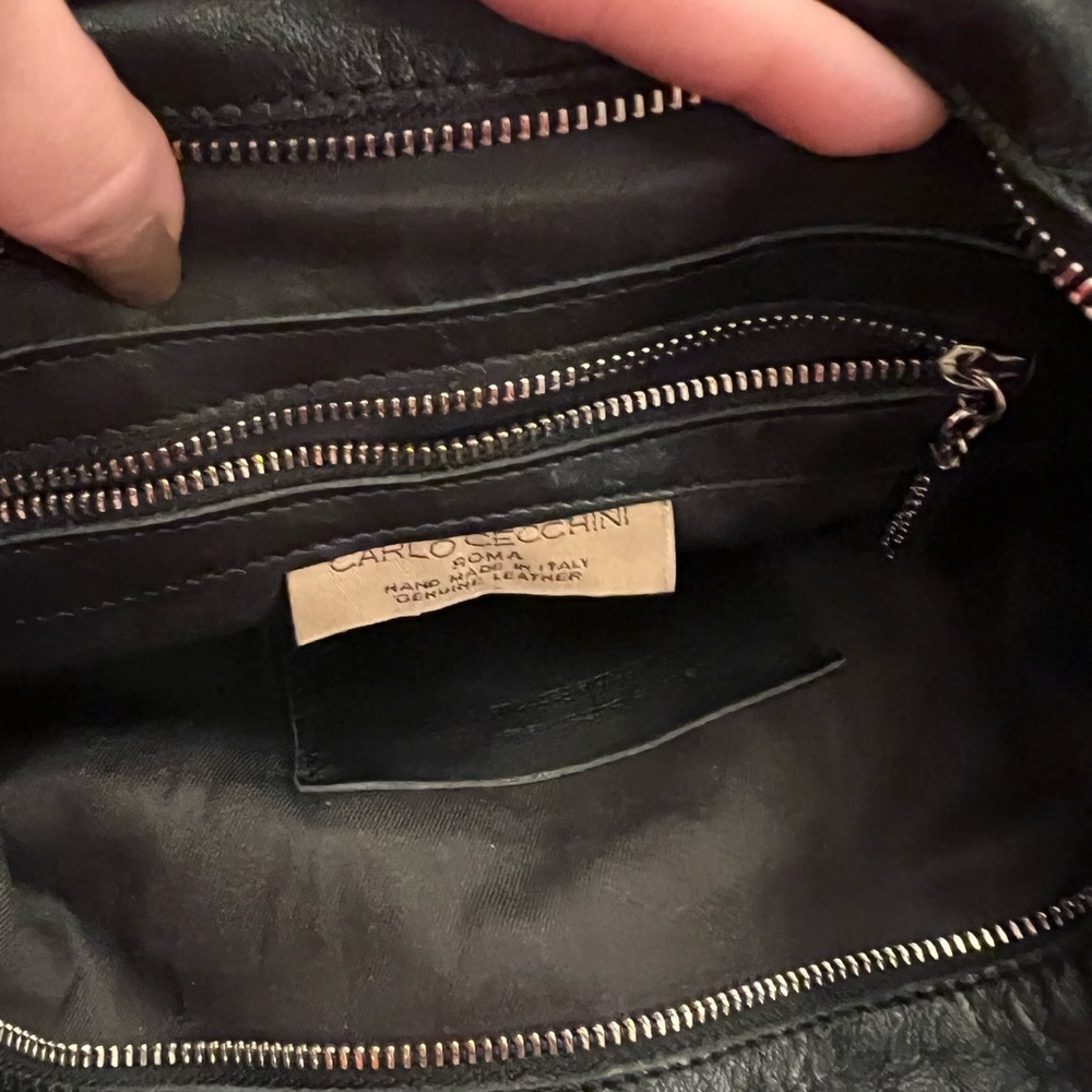 Carlo Cecchini Roma Black Italian Leather slouchy hobo bag - Picture 10 of 12